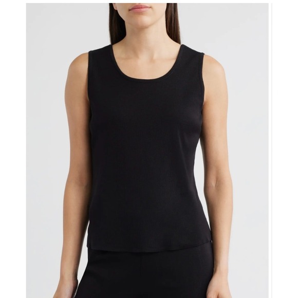 Misook Tops - Misook Classic Sleeveless Knit Tank Top, Square Neckline Black, Size 1X
